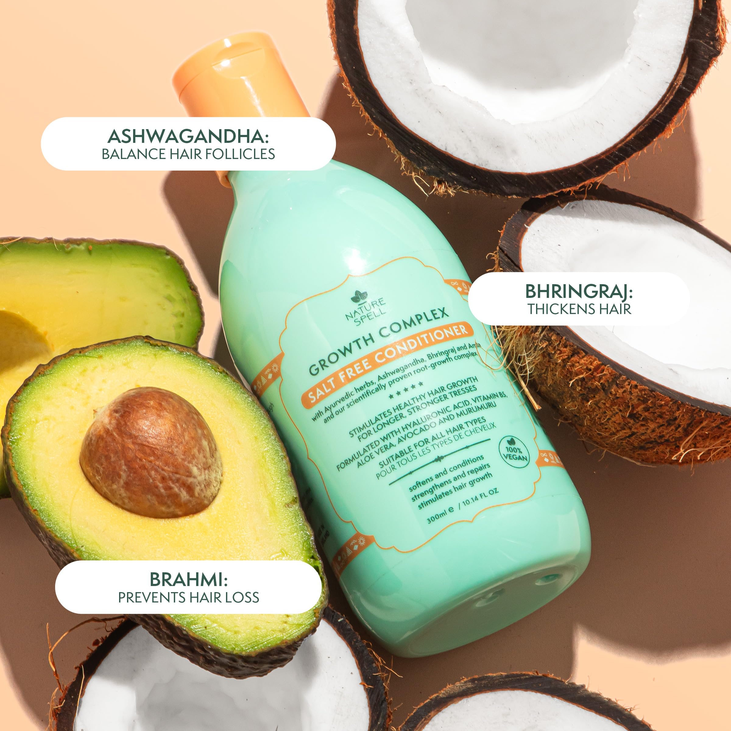 Nature Spell Growth Complex Haircare Set of 4 with Shampoo and Conditioner, Hair Growth Oil and Hair Mask,Salt & Sulphate Free,Vegan - Image 3