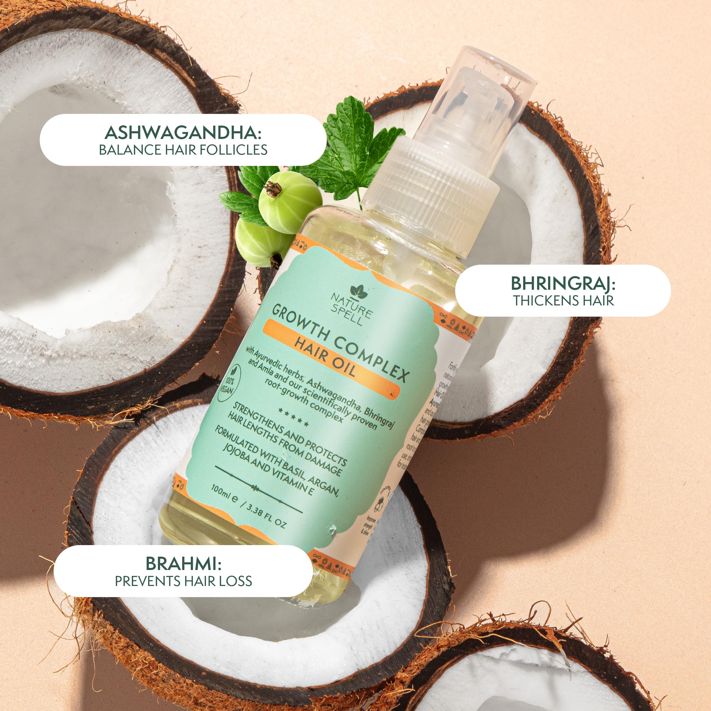 Nature Spell Growth Complex Haircare Set of 4 with Shampoo and Conditioner, Hair Growth Oil and Hair Mask,Salt & Sulphate Free,Vegan - Image 4