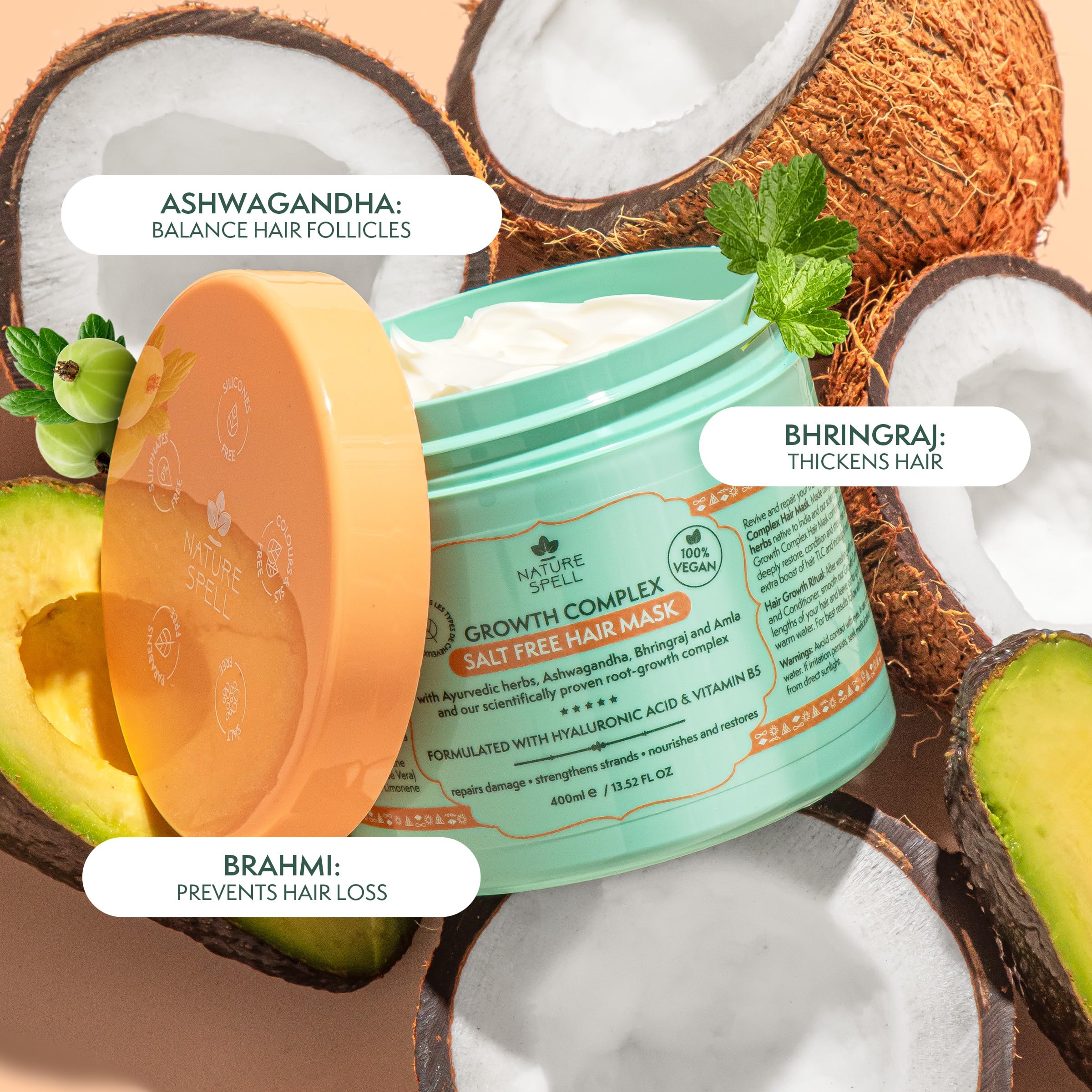 Nature Spell Growth Complex Haircare Set of 4 with Shampoo and Conditioner, Hair Growth Oil and Hair Mask,Salt & Sulphate Free,Vegan - Image 5