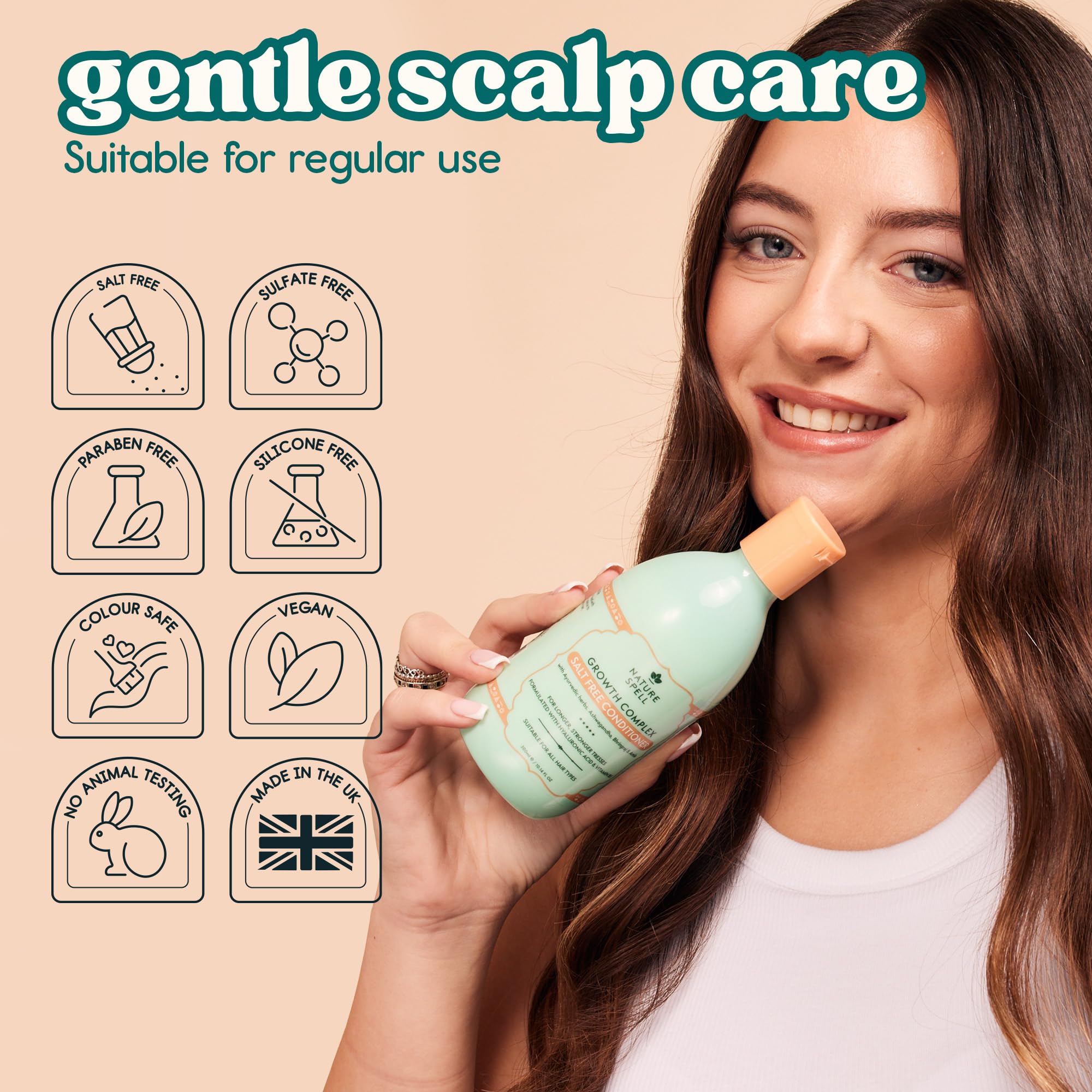 Nature Spell Hair Growth Complex Conditioner, Sulfate & Paraben Free, Nourishing & Strengthening, Infused with Hyaluronic Acid & Vitamin B5, For All Hair Types, Vegan, 10.14 fl oz - Image 6