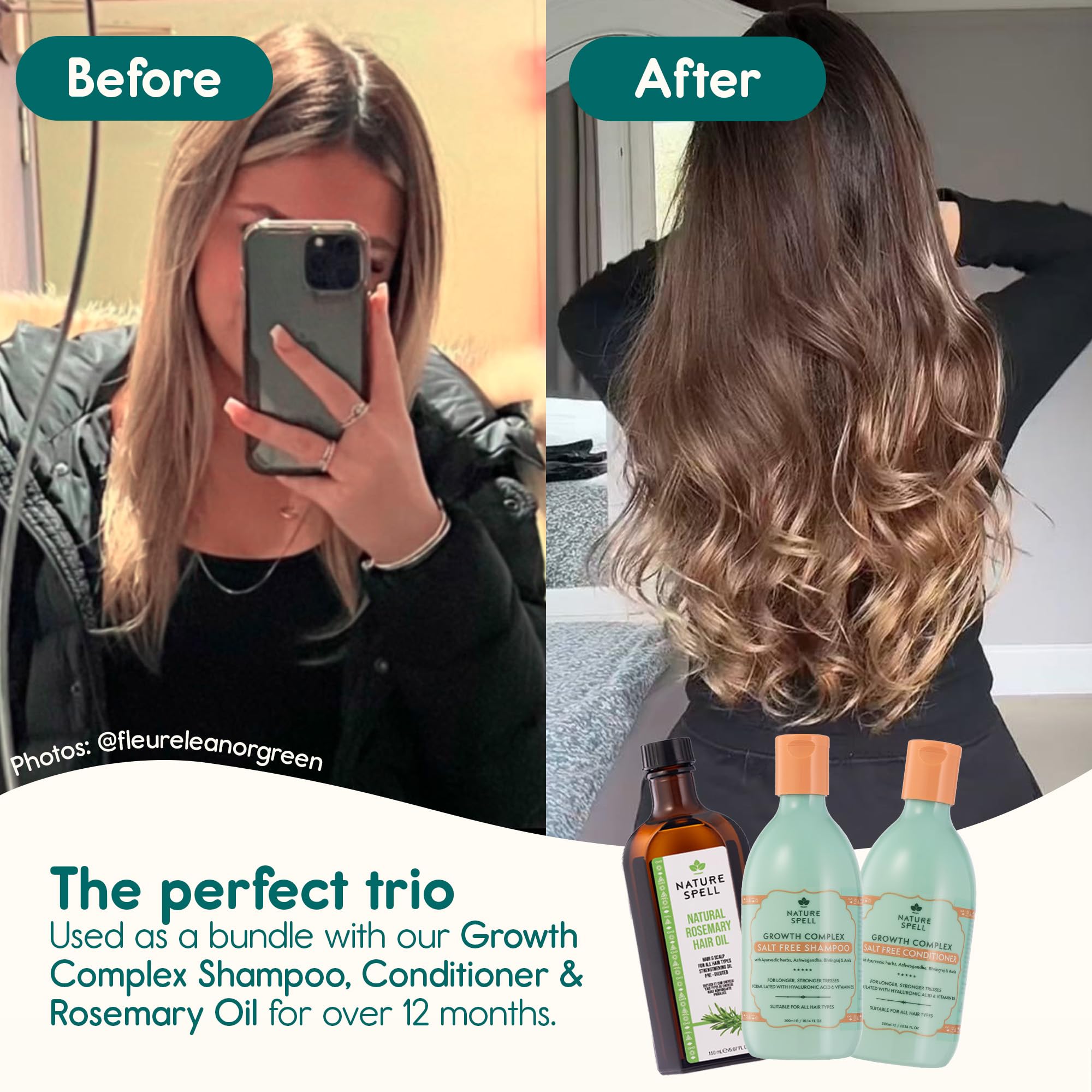 Nature Spell Hair Growth Shampoo and Conditioner Set, Improve Hair Strength & Shine, 10.14 Fl Oz x2 - Image 5