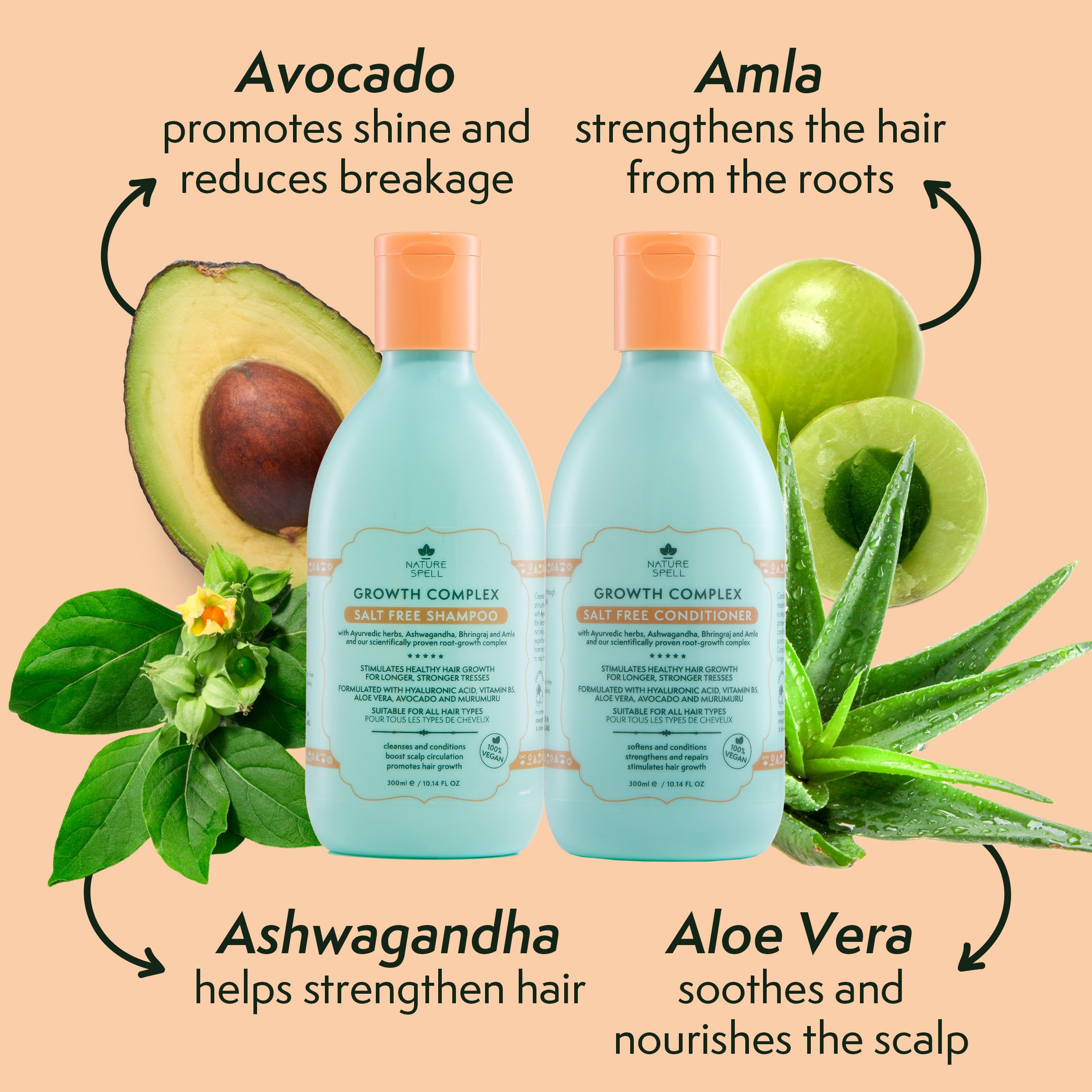 Nature Spell Rosemary Oil with Growth Complex for Hair Growth & Hydration, Shampoo and Conditioner Set, 5.07 & 10.14 Fl Oz - Image 4