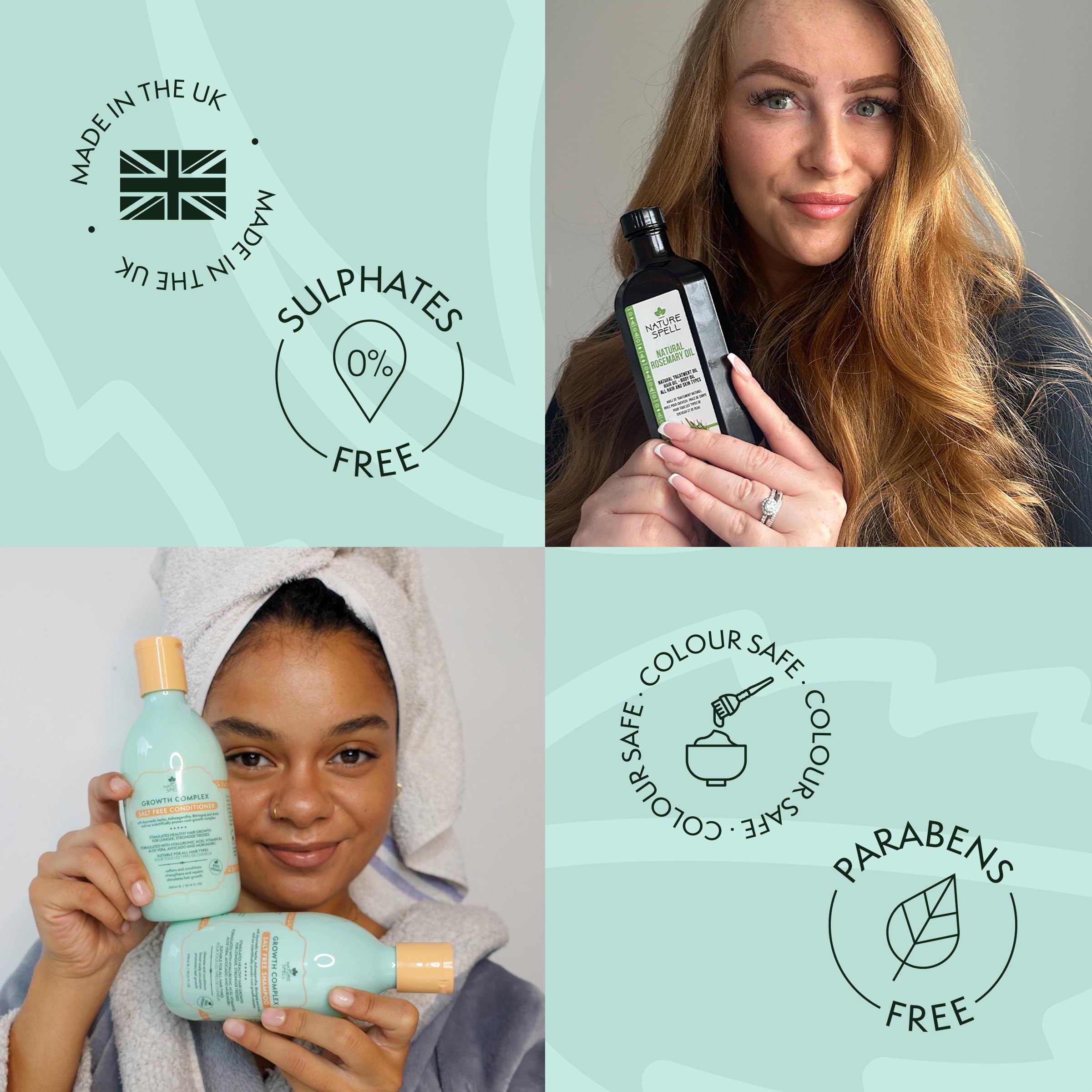 Nature Spell Rosemary Oil with Growth Complex for Hair Growth & Hydration, Shampoo and Conditioner Set, 5.07 & 10.14 Fl Oz - Image 7