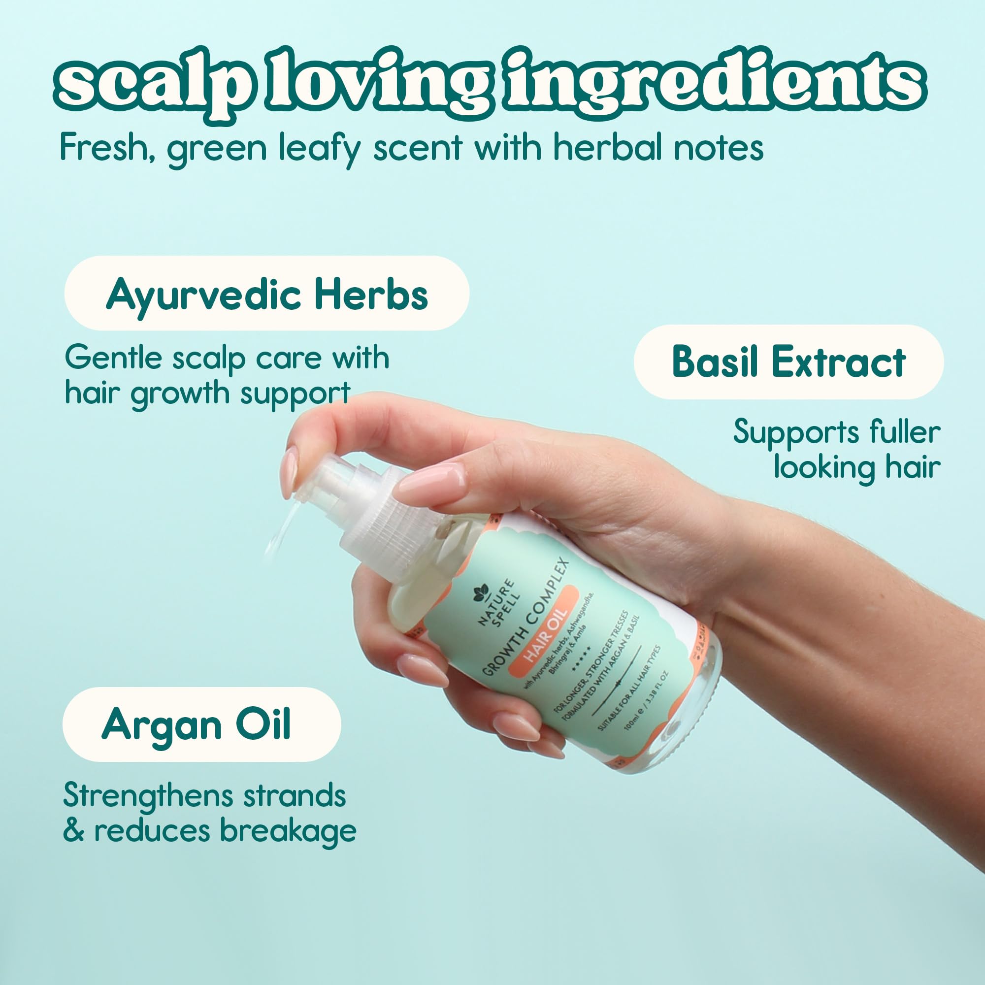 Nature Spell Lightweight Hair Oil, Nourishing Oil for Frizz Control, Heat Protectant, Hydrates & Strengthens Dry Damaged Strands, Smooths Split Ends, Adds Shine, For All Types, Vegan, 3.38 Fl Oz - Image 4