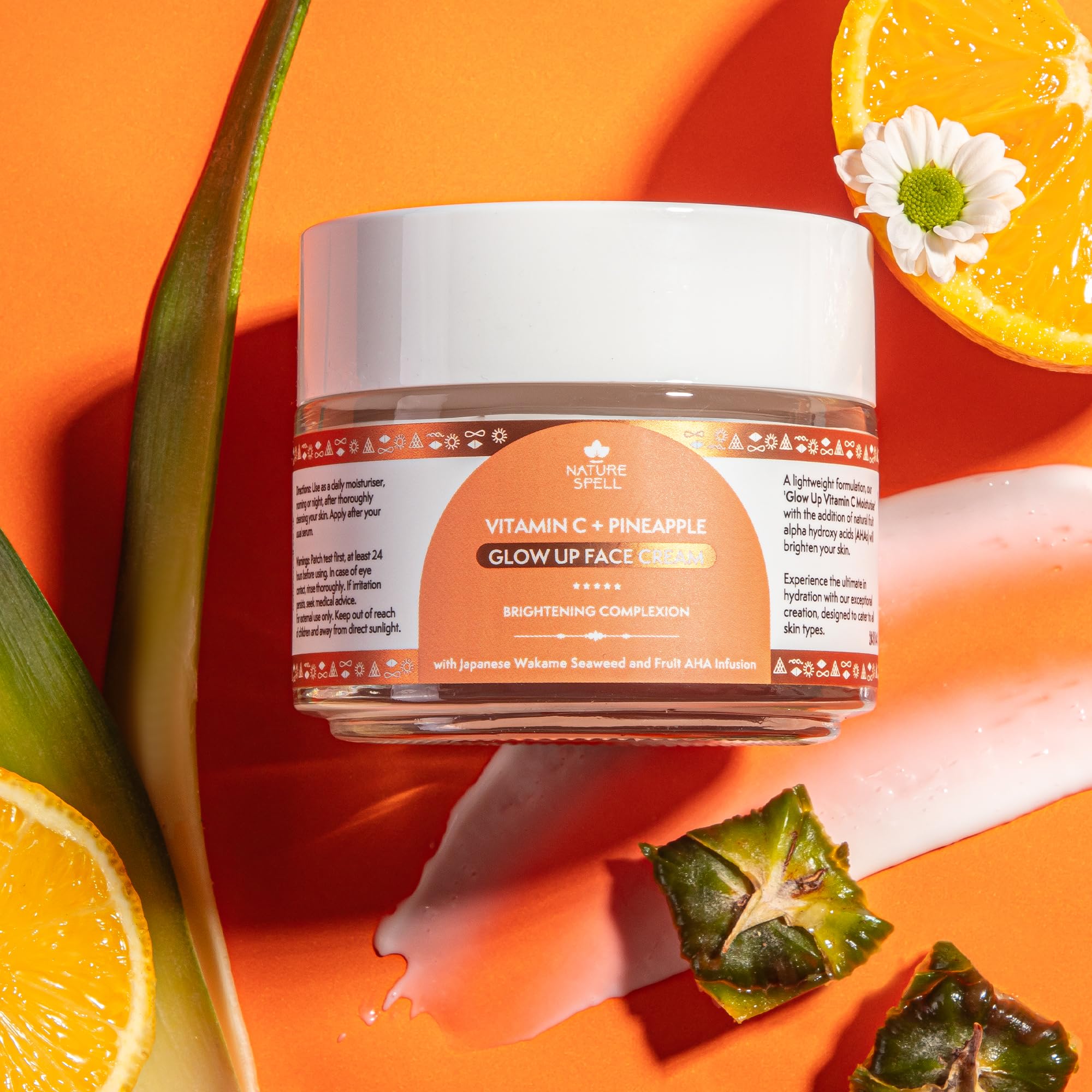 Nature Spell Vitamin C Face Moisturiser, Targets Dark Spots & Discolouration, Cream For Face Infused with Pineapple & Japanese Wakame, Vegan, For All Skin Types, 3.38 Fl Oz - Image 4