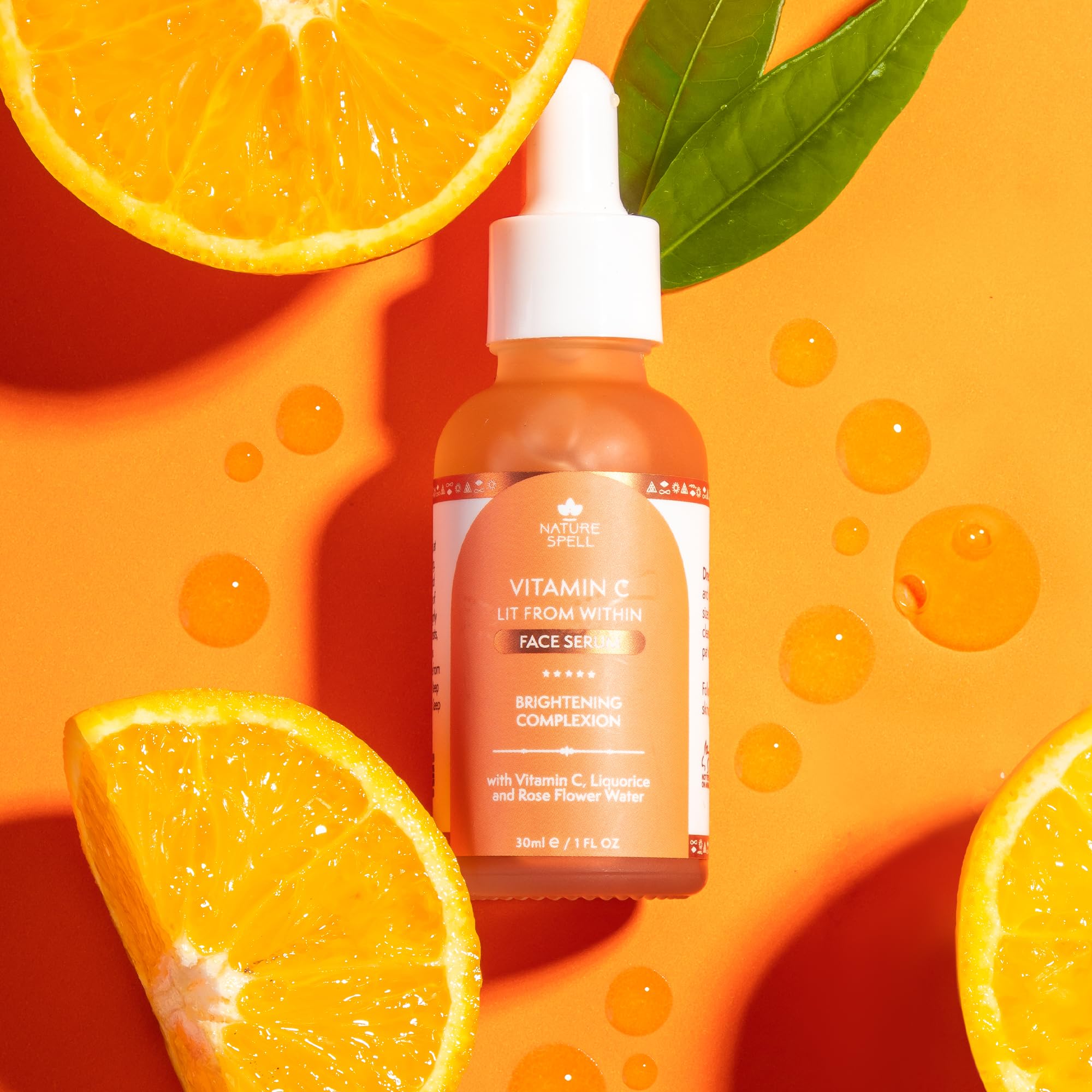 Nature Spell Vitamin C Face Serum, Reduces Signs of Aging & Brightens Skin Tone, Infused with Rose Water & Liquorice, Vegan, 1 fl oz - Image 4